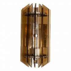 Single nickel sconce with smoked glass shades